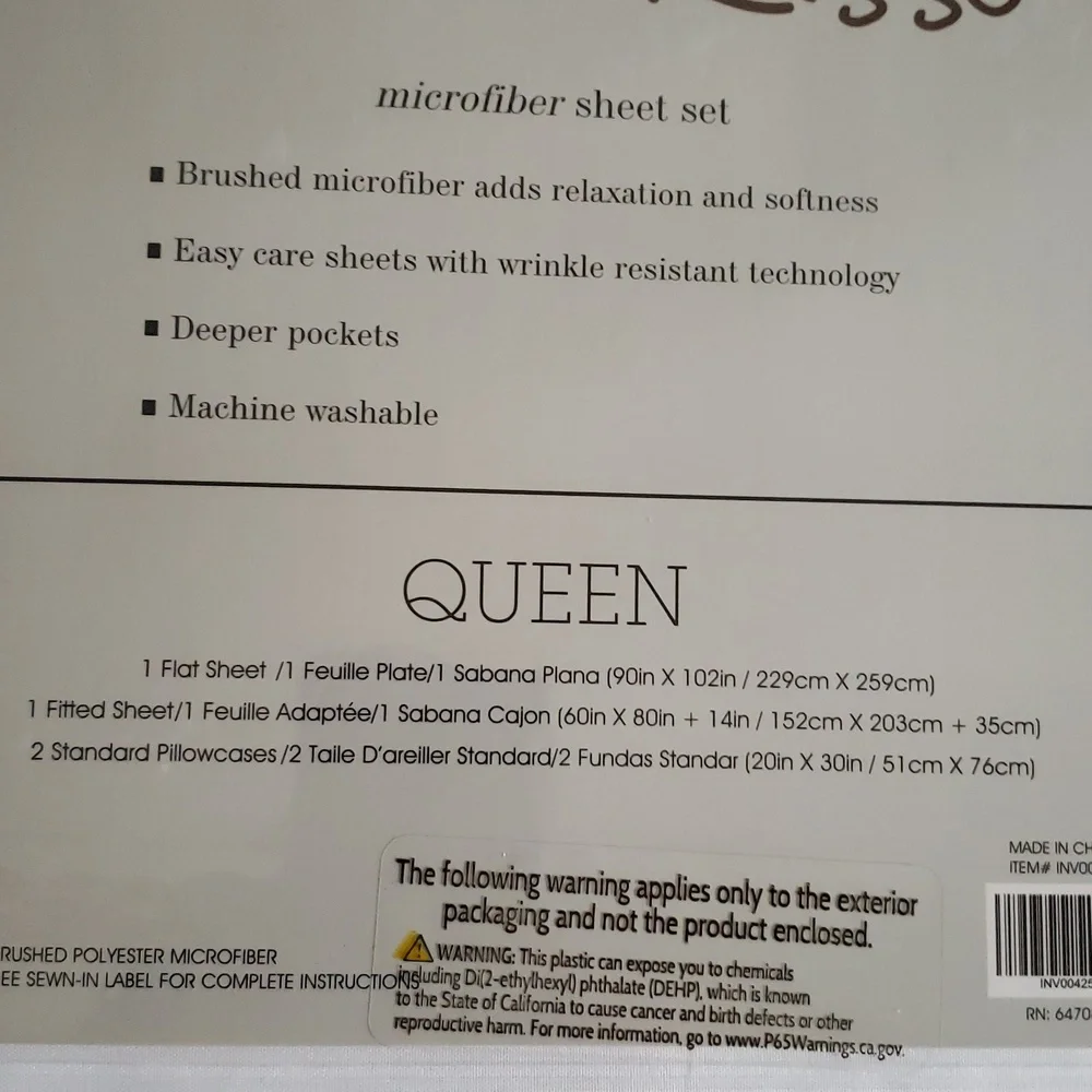 COPY - NIP Bella Russo Queen Microfiber Sheet Set